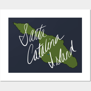 Santa Catalina Island Map Large Name Posters and Art